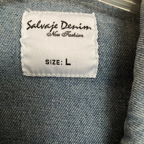 Salvaje Denim Jacket, Distressed, Jr. Large but Fits like a Small - Picture 3 of 3
